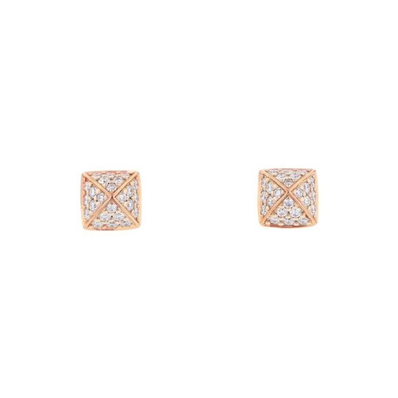 HERMES Crew de H Stud Earrings 18K Pink Gold - Picture 2 of 10